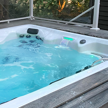 Water features inside of an H2X Swim Spa by MasterSpas.