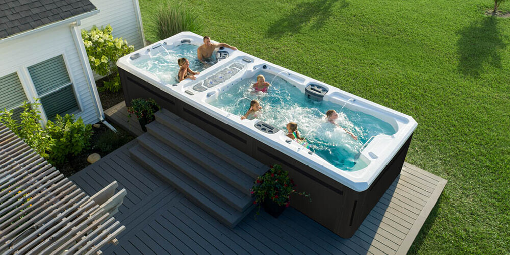 Family fun in an H2X Fitness Swim Spa.